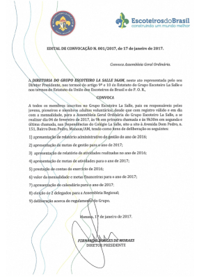 Convocação Assembleia Geral Ordinária 2017